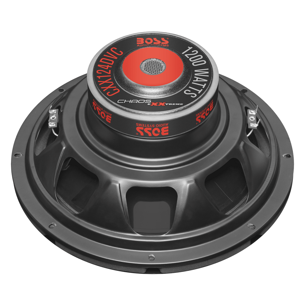 BOSS Audio Systems CXX124DVC Chaos Exxtreme Series 12 inch Car Audio Subwoofer - 1200 Watts Max, Dual 4 Ohm Voice Coil, for Truck, Boxes and Enclosures, Use With Amplifier