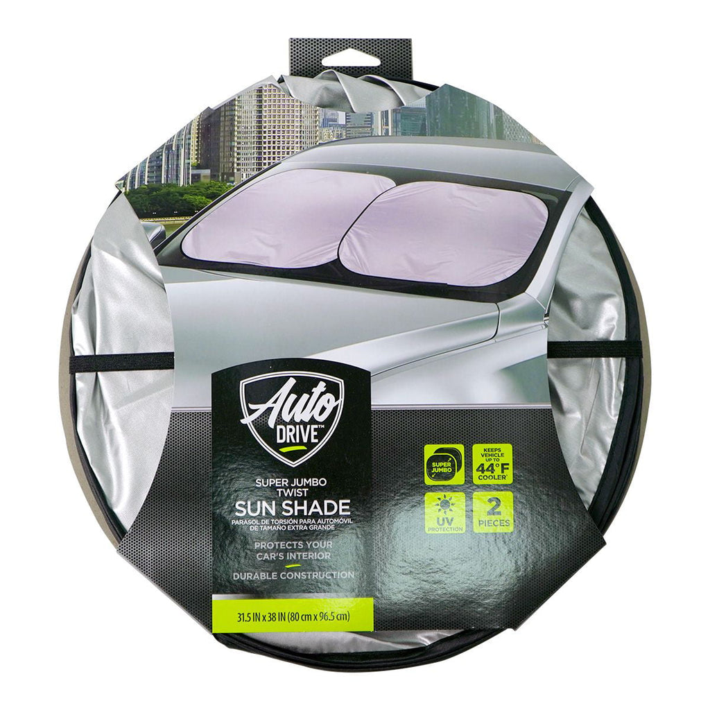Auto Drive Universal 2 Counts Jumbo ASST Colors Twist Sun Shade ,31.5" x 38"