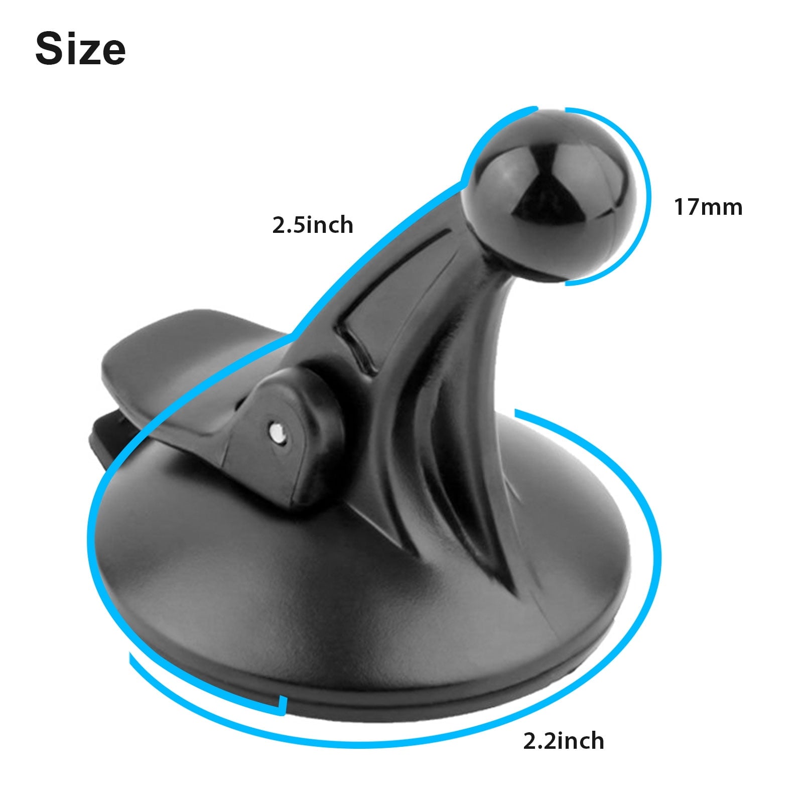 GPS Windshield Mount Holder, TSV GPS Suction Cup Mount Holder, Car Mount Holder 17mm Swivel Ball, Garmin GPS Accessories Compatible for Garmin GPS Nuvi