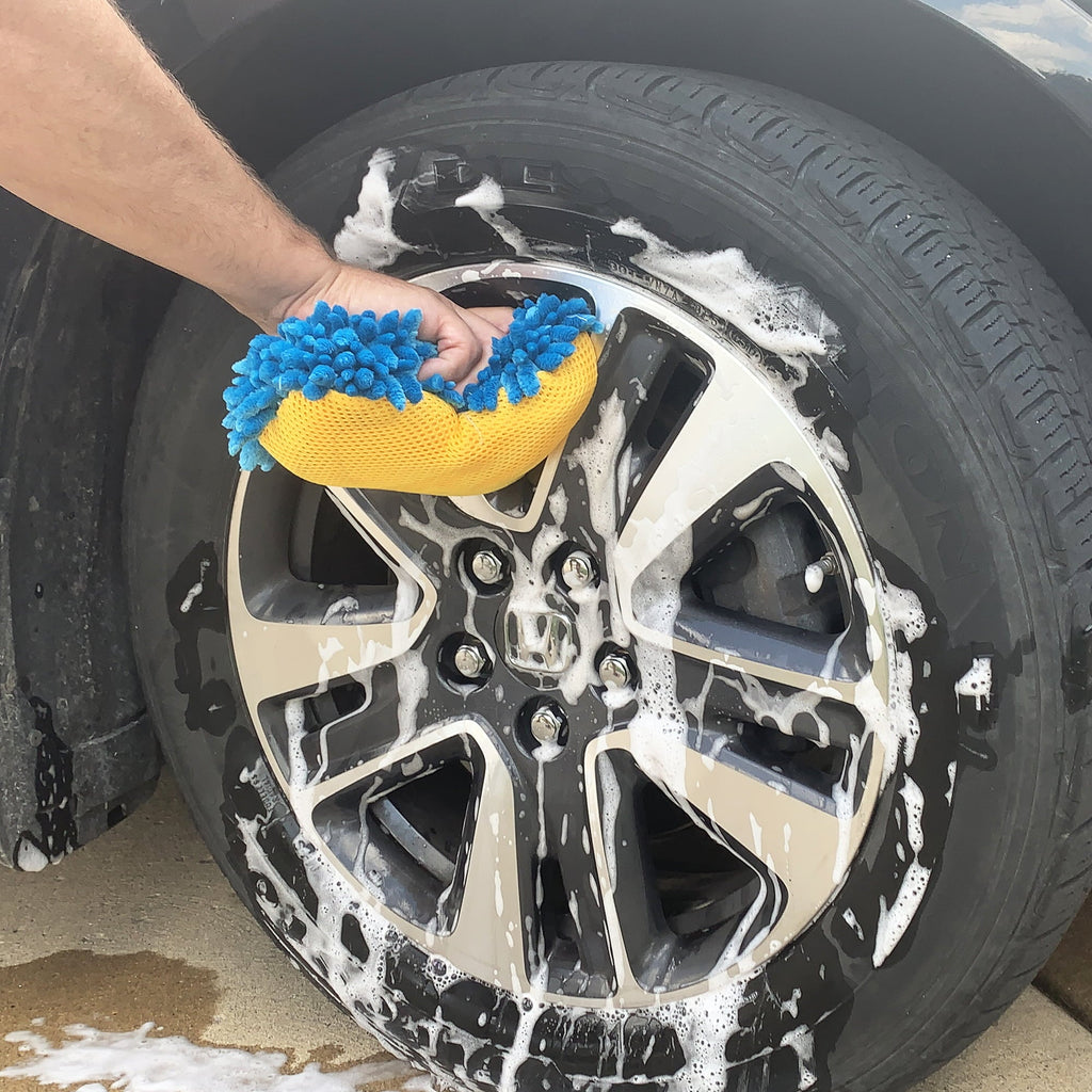 Auto Drive Car Wash Microfiber Sponge, Chenille Pile & Scrubber Back, Blue, 1 piece