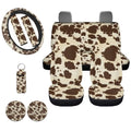 FEKLYI Cow Print Car Seat Covers Auto Accessories with Car Cup Holder+Lipstick Keychain Holder+Steering Wheel Covers+Seat Belt Pads,Universal Car Vehicle Seat Cover,Pack of 10
