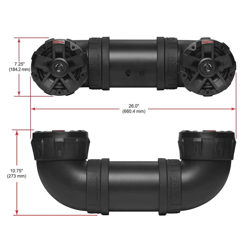 Restored BOSS Audio Systems ATV6.5B ATV UTV Weatherproof Sound System 6.5 Inch Speakers, 1 Inch Tweeters, Builtin Amplifier, Bluetooth, Easy Installation for 12V (Refurbished)