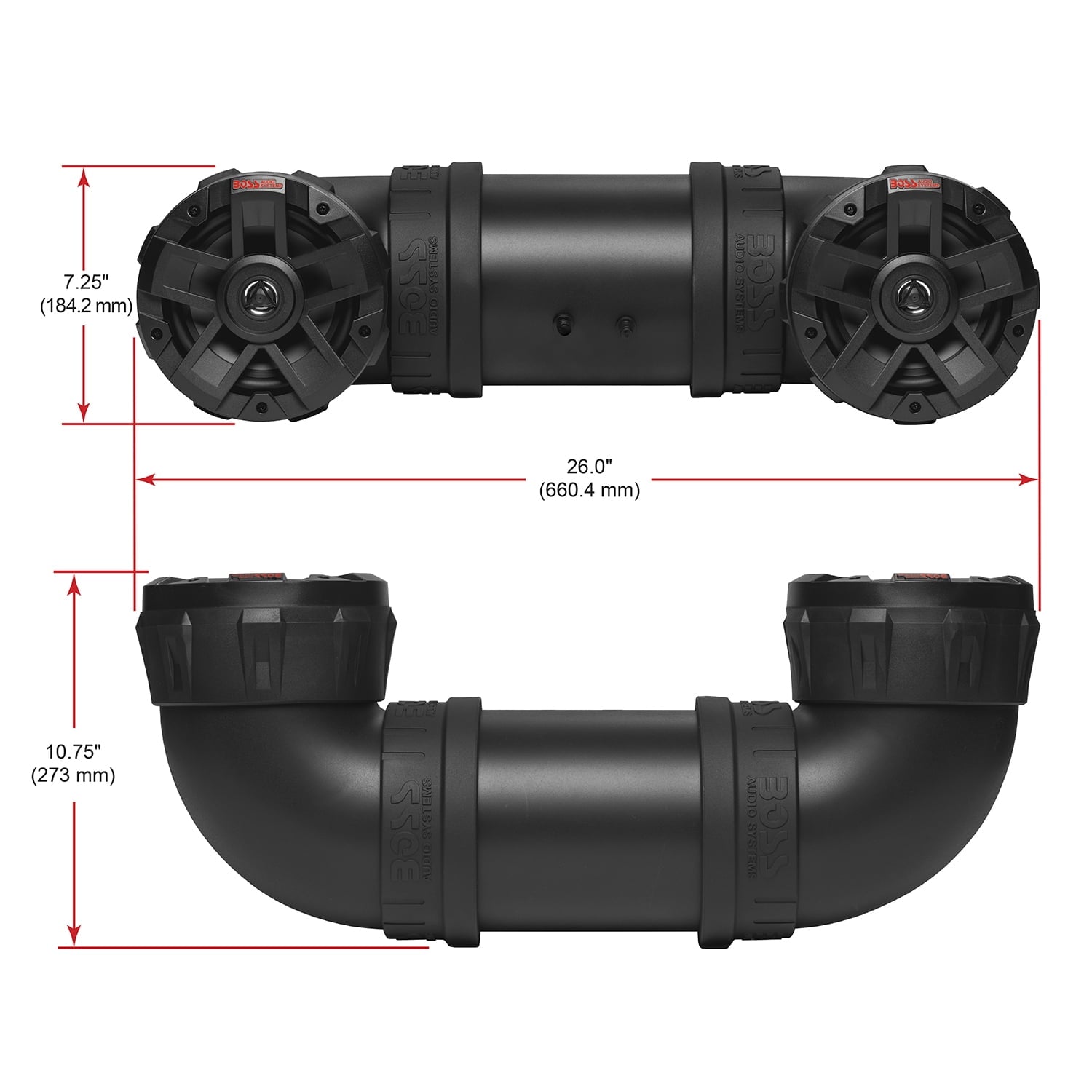 Restored BOSS Audio Systems ATV6.5B ATV UTV Weatherproof Sound System 6.5 Inch Speakers, 1 Inch Tweeters, Builtin Amplifier, Bluetooth, Easy Installation for 12V (Refurbished)