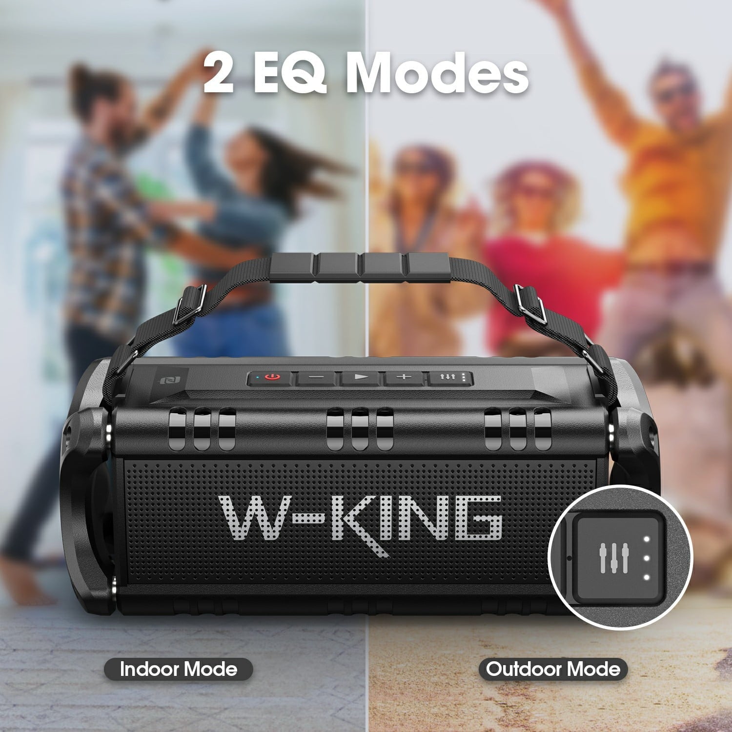 W-King 50W Bluetooth Speakers, IPX6 Waterproof, Deep Bass, 30H, TWS, Black