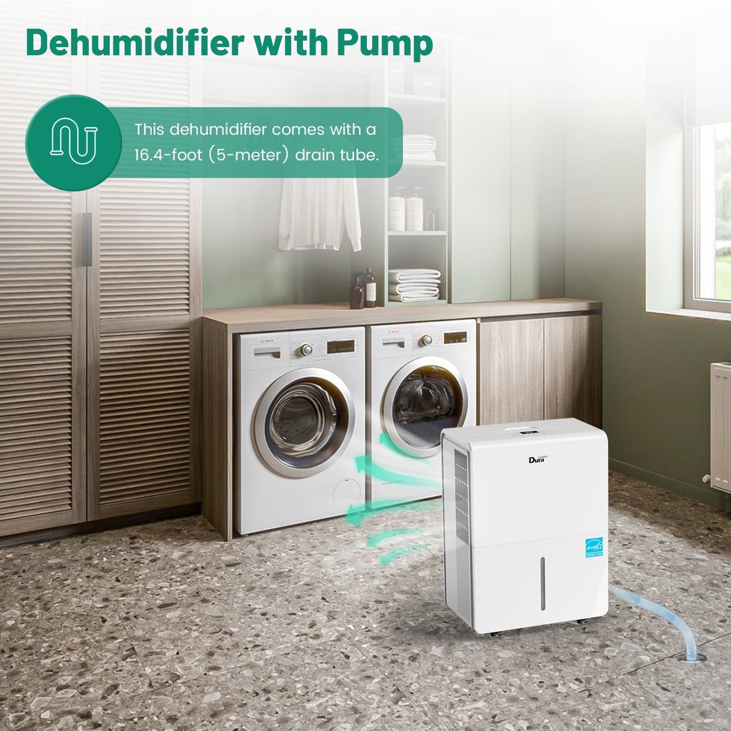 DuraComfort Dehumidifier for Basement Home with Pump,4500 Sq.ft 50 Pints Dehumidifier with Wi-Fi