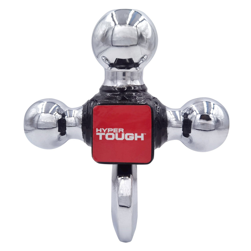 Hyper Tough Automotive Tri-Ball Mount with Hook, for Class V, 1-7/8", 2" & 2-5/16" Hitch Ball, Black