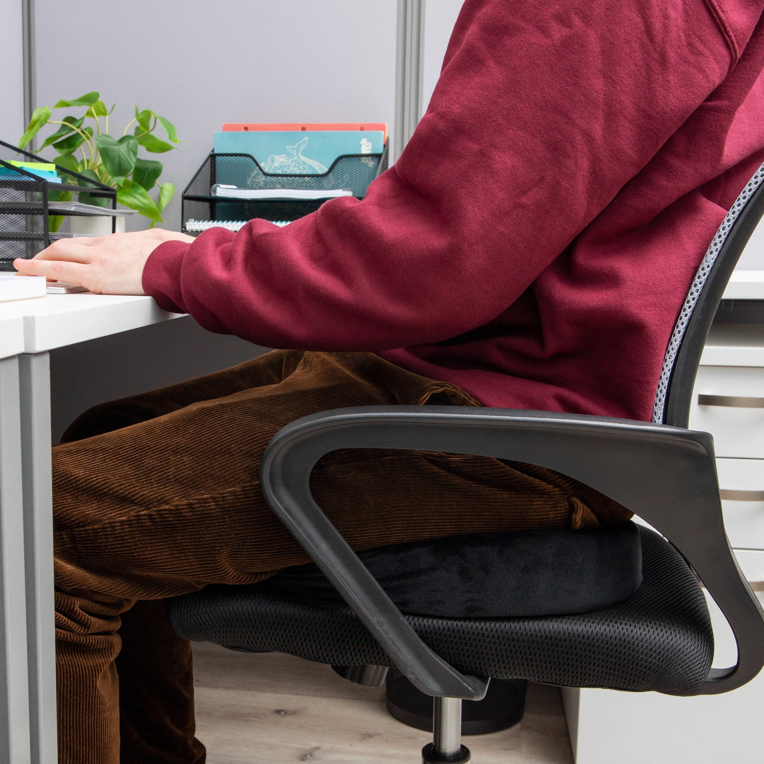Mind Reader Seat Cushion, Cushioned Memory Foam Back Relief, Pressure Relief for Lower Back, Non-Slip Orthopedic Ergonomically Cushion, Perfect for Office, Home, Car & More, Black