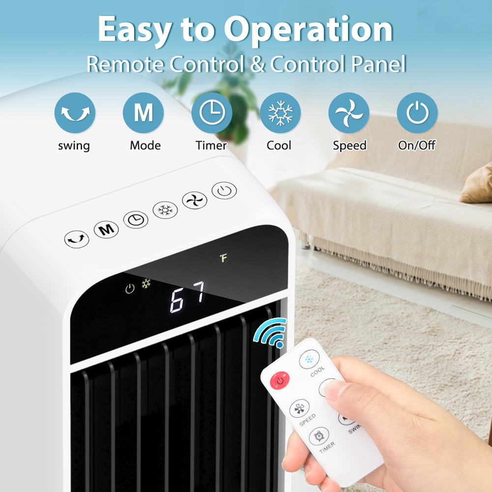 3-in-1 Evaporative Air Cooler LifePlus Portable Tower Cooling Fan Oscillating Swamp Cooler 41.5" White