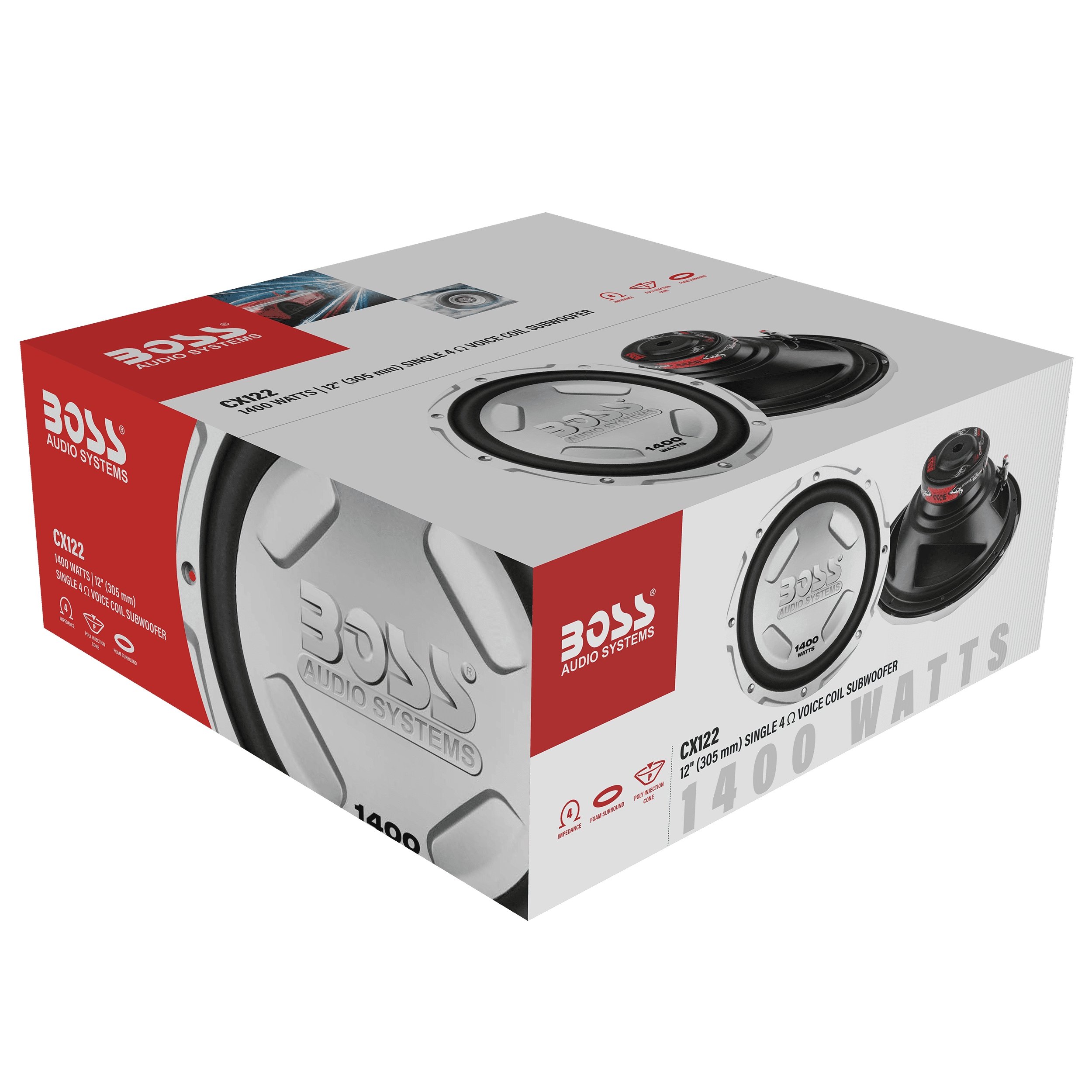 Boss Audio Systems New CX122 1400W Peak (700W RMS) 12" Chaos Extreme Series Single 4-Ohm Car Subwoofer