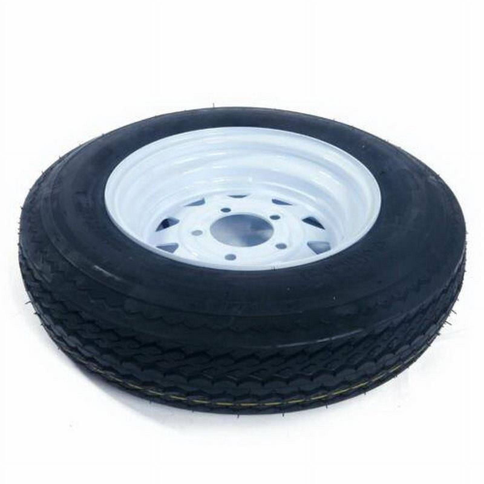 Ktaxon Set of 2 5.30-12 LRC Bias Trailer Tires, 12" 5 Lug White STP Wheels 5.30x12