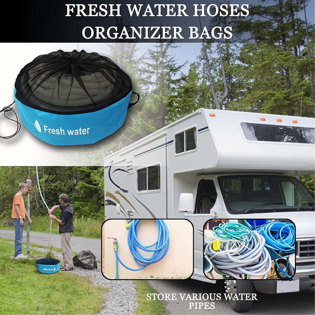 Skywee RV Hose Storage Bags, Camper Accessories, RV Equipment Storage Organizer Bags for Fresh/Black/Water Hoses andElectrical Cords with 3 Strips (3 Pack)