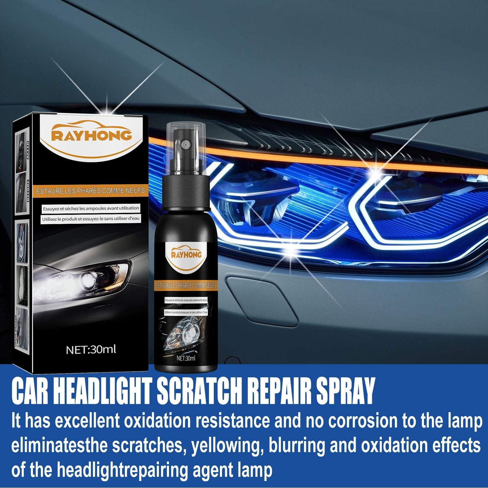 Vntub Auto Headlight Restoration Liquid, Car Headlight Scratch Restoring Fluid Headlight Repair Polish Cleaner For Polishing, Restoring Dull Yellow Headlamp 100ml