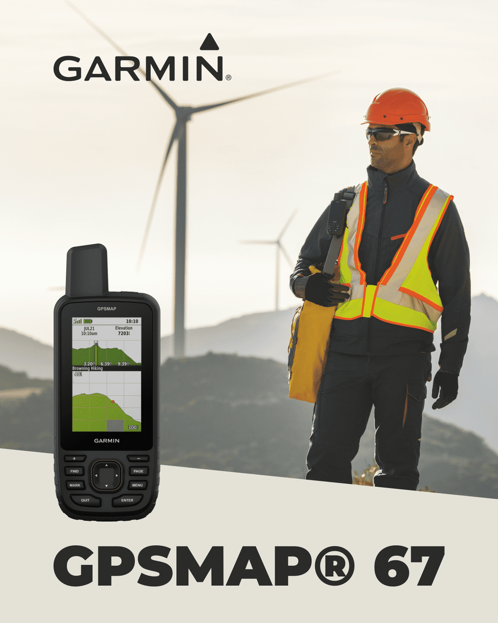 Garmin GPSMAP 67 Rugged GPS Hiking Handheld, Expanded GNSS Support, 3in Display with Wearable4U Power Pack Bundle