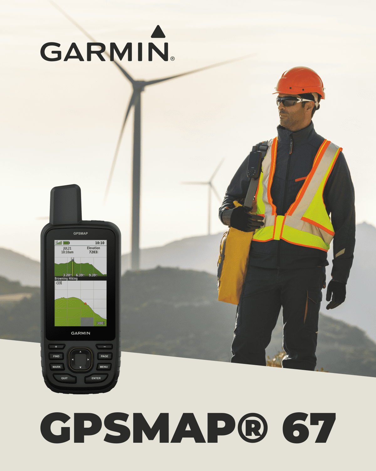 Garmin GPSMAP 67 Rugged GPS Hiking Handheld, Expanded GNSS Support, 3in Display with Wearable4U Power Pack Bundle