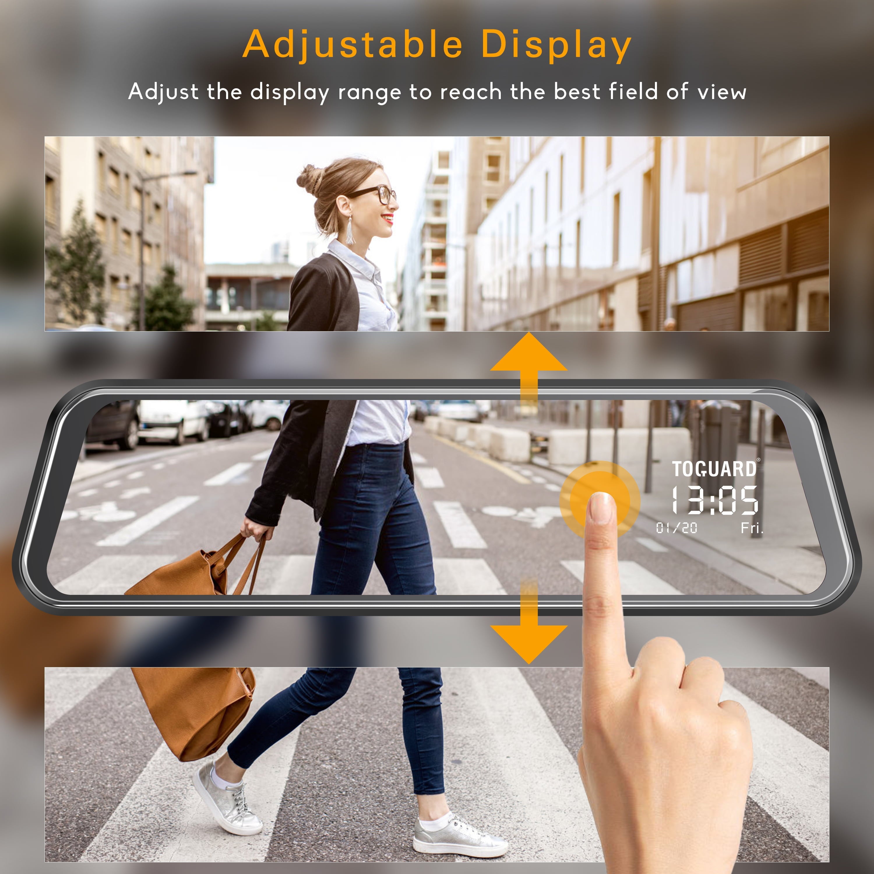TOGUARD 1080P Mirror Dash Cam for Cars with 10-inch IPS Full Touch Screen Waterproof Backup Camera Rear View Mirror Camera