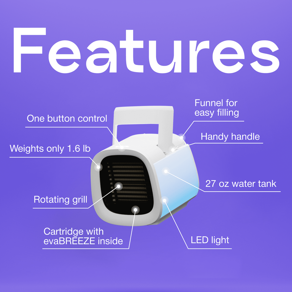 Evapolar evaCHILL Personal Air Cooler, Portable Air Conditioner, Evaporative Mini Air Cooler, Humidifier, Cooling 27 oz
