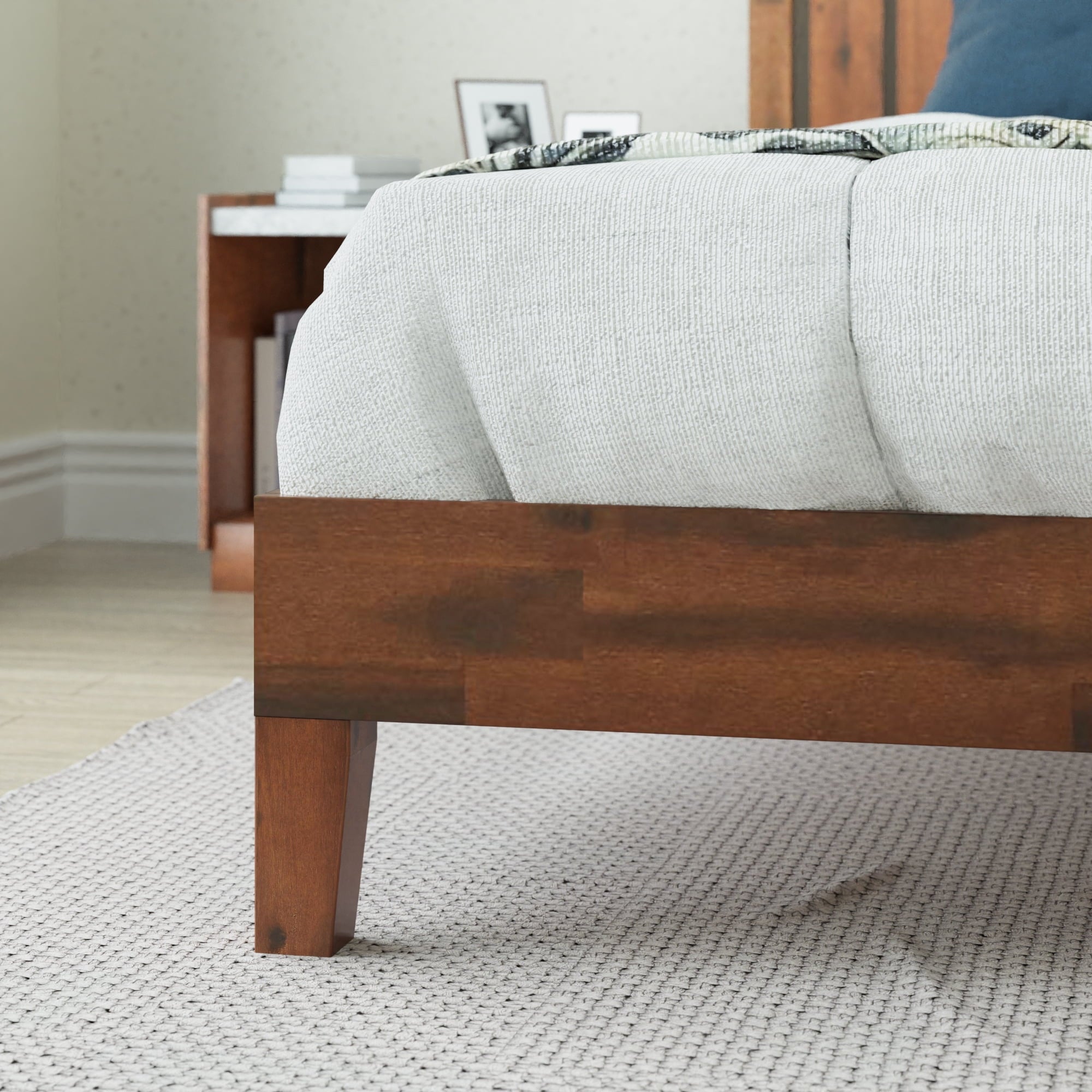 Zinus Vivek 37" Deluxe Wood Platform Bed Frame with Headboard, Queen