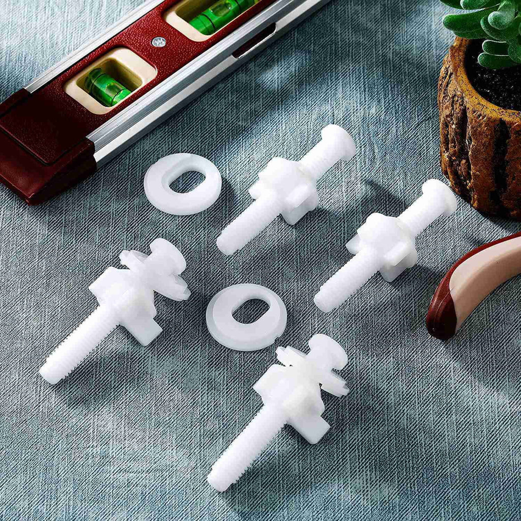 4PCS Toilet Seat Hinge Bolt Screws with Plastic Nuts and Washers Toilet Seat Replacement Parts Kit