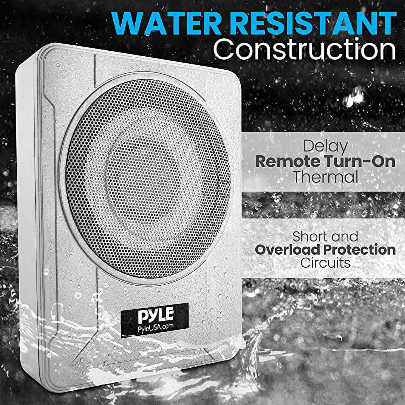 Pyle 8-Inch Low-Profile Amplified Subwoofer System - 600-Watt Compact Car Subwoofer W/ Built in Amp