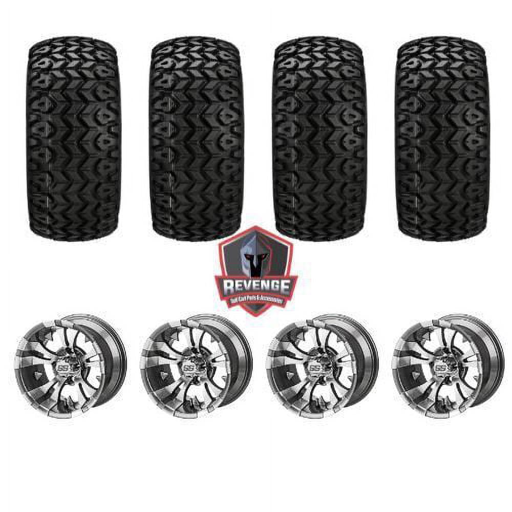 12" Gun Metal Gray Warlock Golf Cart Wheels on Tires Combo (20x10-12) Set of 4