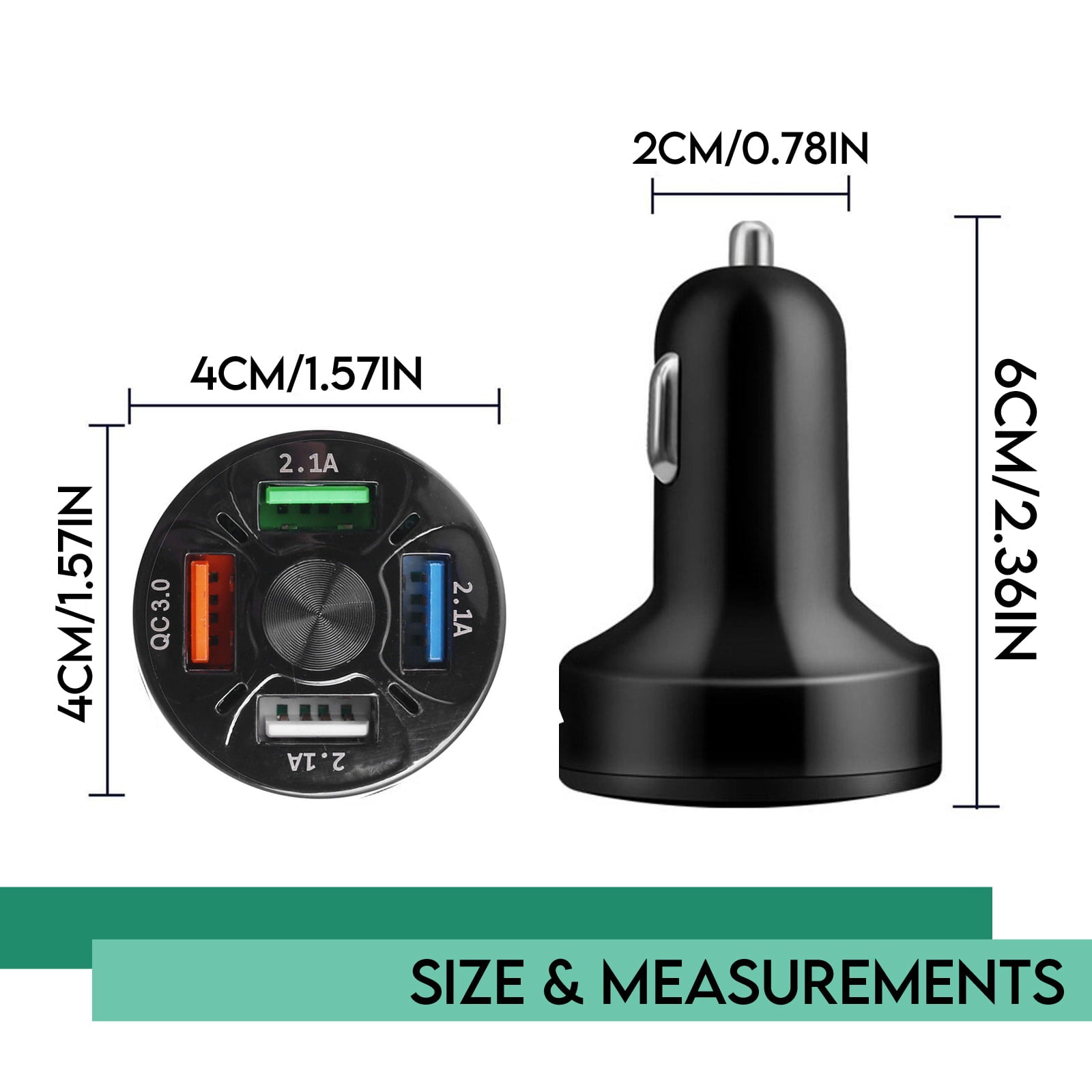 4 Port USB Fast Car Charger Cigarette Lighter Socket for Samsung Android iPhone Cell Phone Mobile