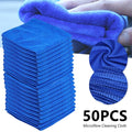Willstar 50Pcs Microfiber Auto Cleaning Cloth Detailing Soft Wash Towel for Car Detailing Duster-Blue(9.75"*9.75")