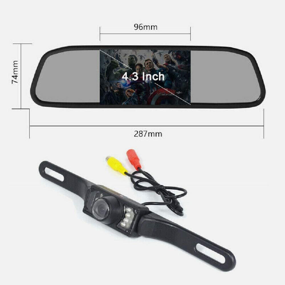 Top-Max Backup Camera with 4.3" Monitor - License Plate Reversing Camera Kits Rear View Night Vision 170° Wide Angle Parking System for Cars Vehicles