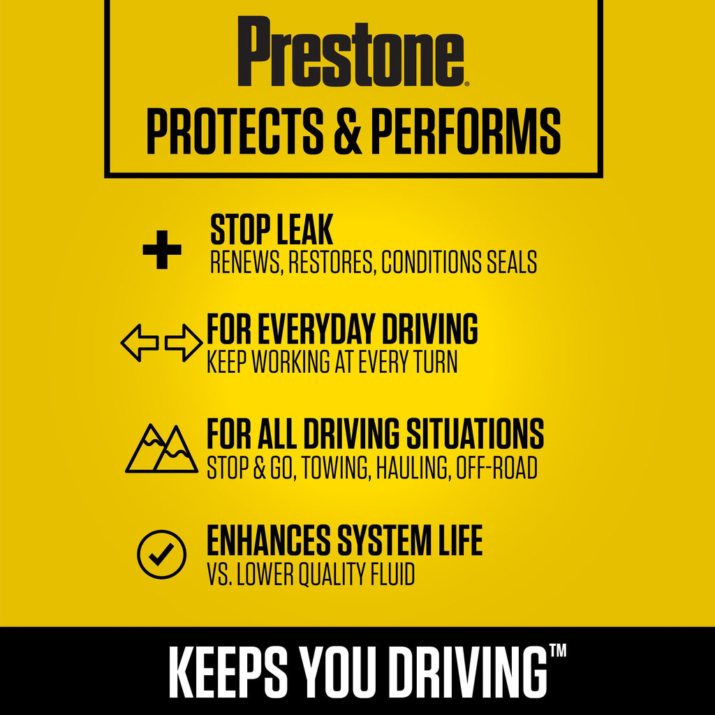 Prestone Power Steering Fluid Plus Stop Leak, 12 oz