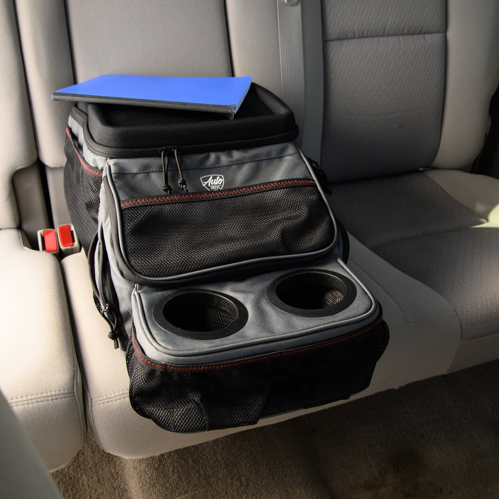 Auto Drive Backseat Organizer with Cup Holders and Storage, Black