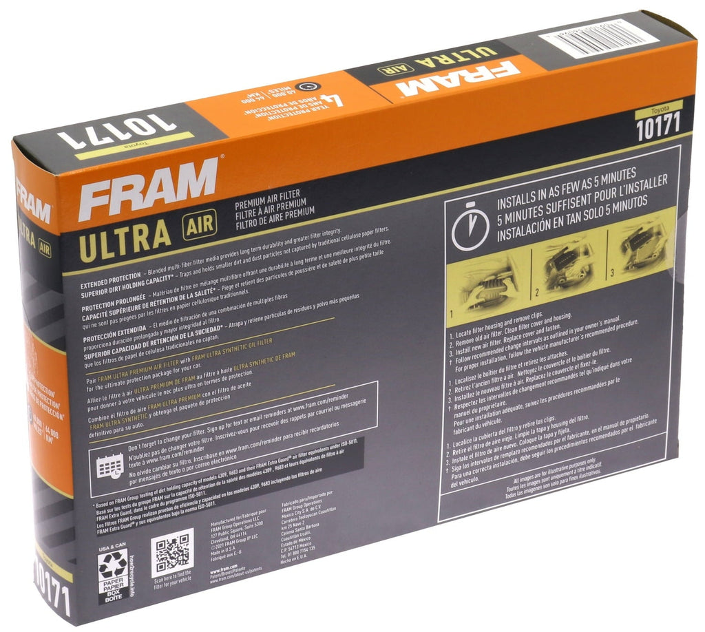 FRAM Ultra Air XGA10171, Premium Engine Air Filter, Replacement Filter for Select Toyota Vehicles Fits select: 2007-2017 TOYOTA CAMRY, 2009-2015 TOYOTA VENZA