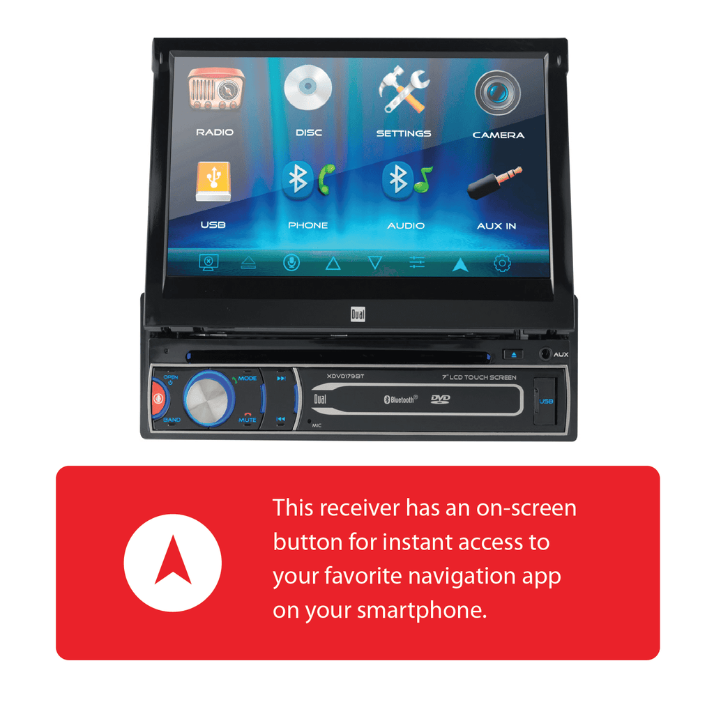 Dual Electronics XDVD179BT 7 Inch Single DIN Car Stereo, Motorized Touch Screen, CD/DVD
