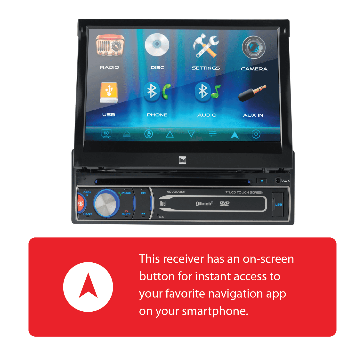Dual Electronics XDVD179BT 7 Inch Single DIN Car Stereo, Motorized Touch Screen, CD/DVD