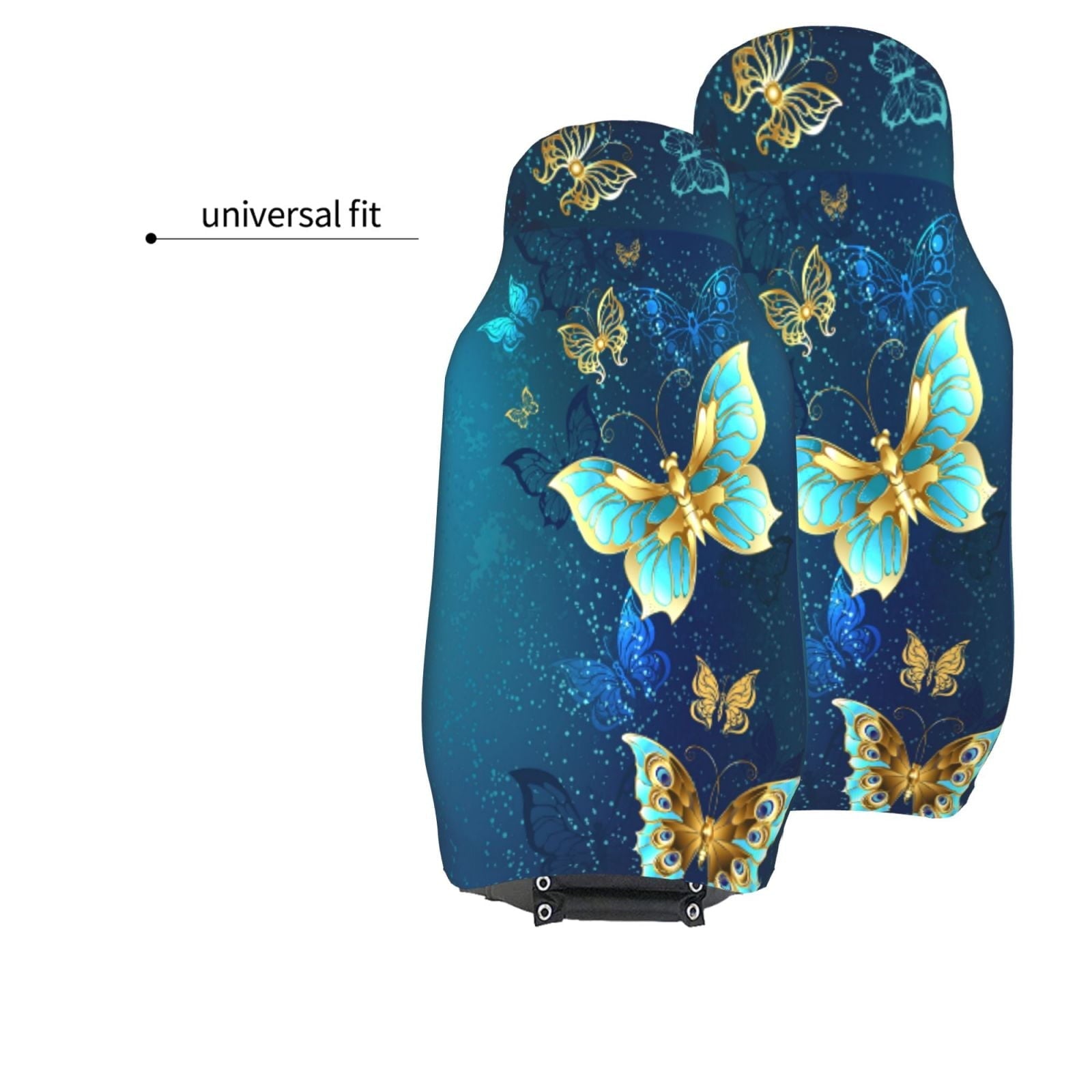 KAKALAD Blue butterfly Car Seat Covers Set Vehicle Front Seats Protector 2 Pcs