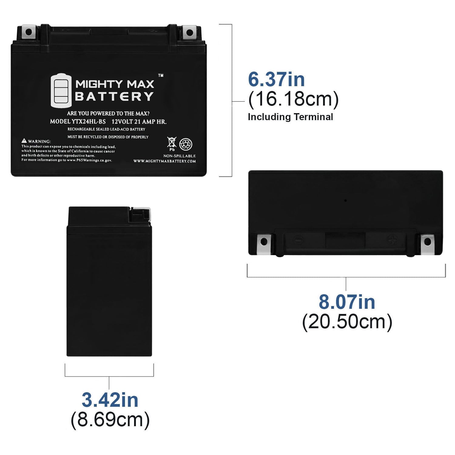 YTX24HL-BS Battery for Harley FL Honda Goldwing Yamaha Indian