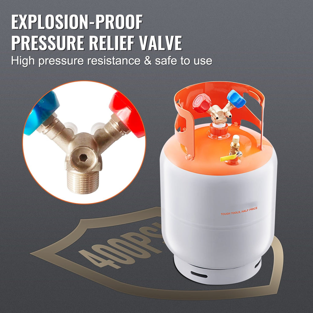 BENTISM 30lbs Refrigerant Recovery Tank Reusable Reclaim Cylinder Tank 400 PSI liquid Rated Y Valve for All Refrigerants