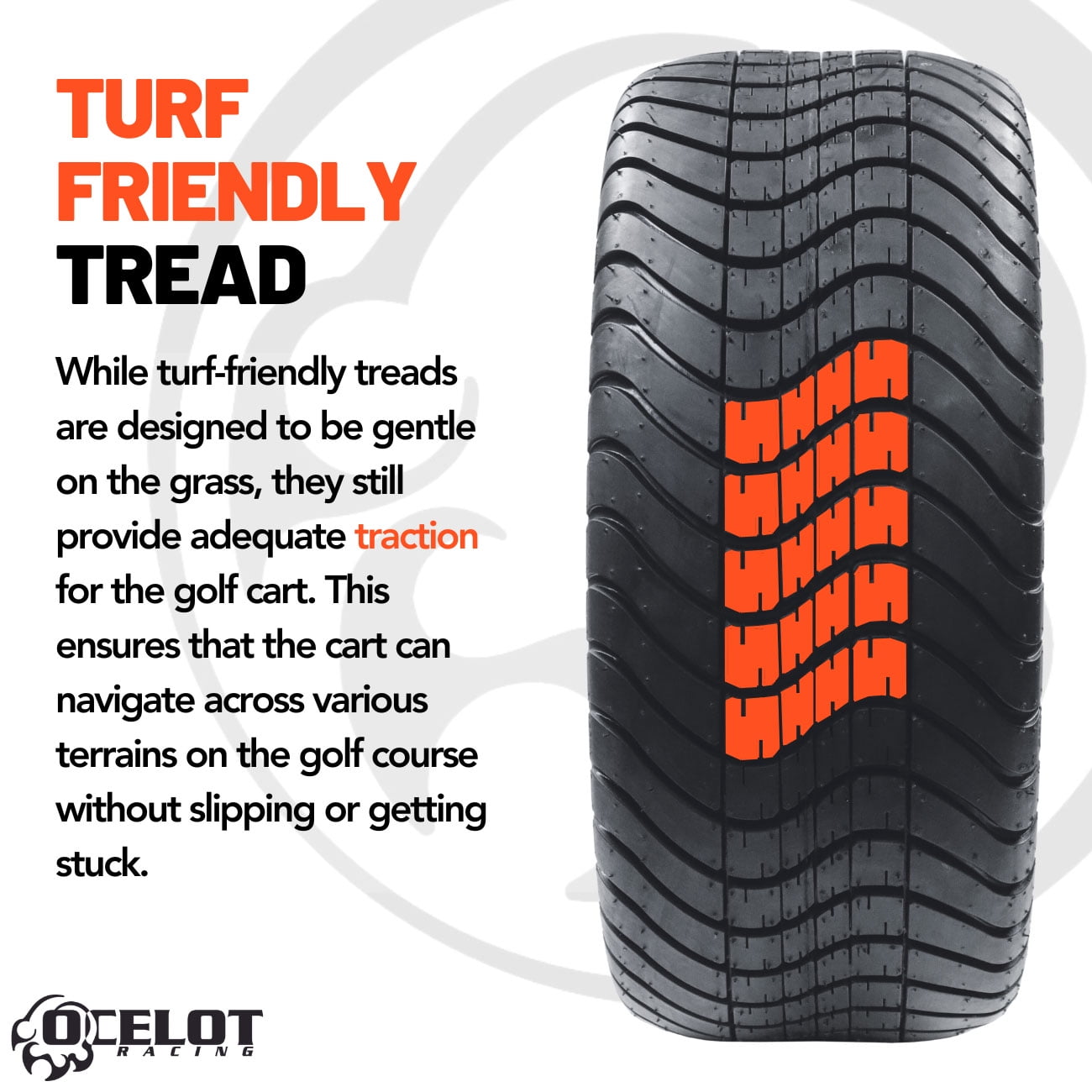 Ocelot  Low Profile Golf Cart 4-Ply Turf or Pavement Tire 215/40-12 P825