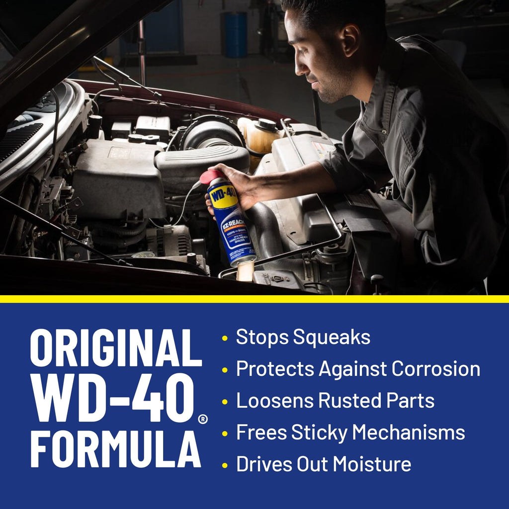 WD-40 EZ-REACH, Original WD-40 Formula, Multi-Purpose Lubricant Spray with 8 in. Flexible Straw, 14.4 oz.