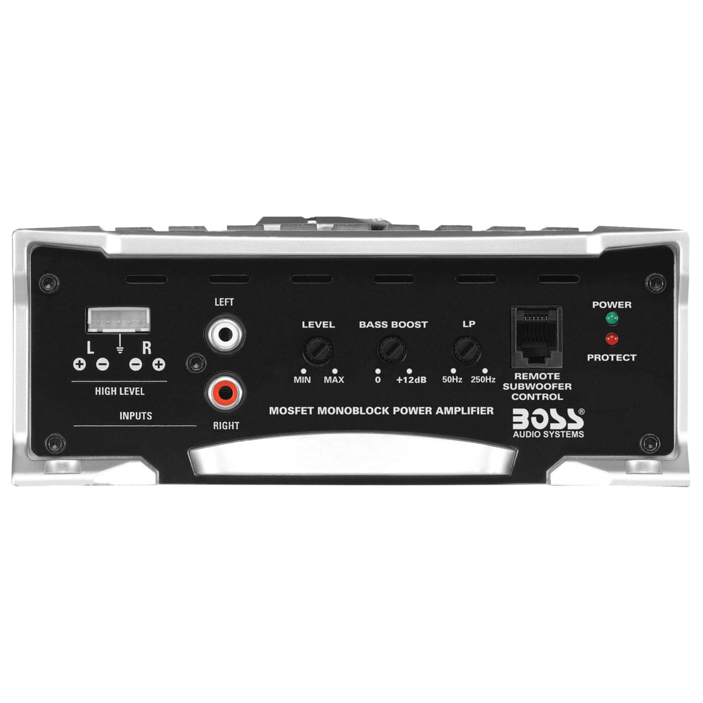 BOSS Audio Systems AR2000M Armor Series Car Amplifier - 2000 High Output, Monoblock, Class A/B, 2/4 Ohm Stable, High/Low Level Inputs, Low-Pass Crossover, Mosfet Power Supply, Stereo