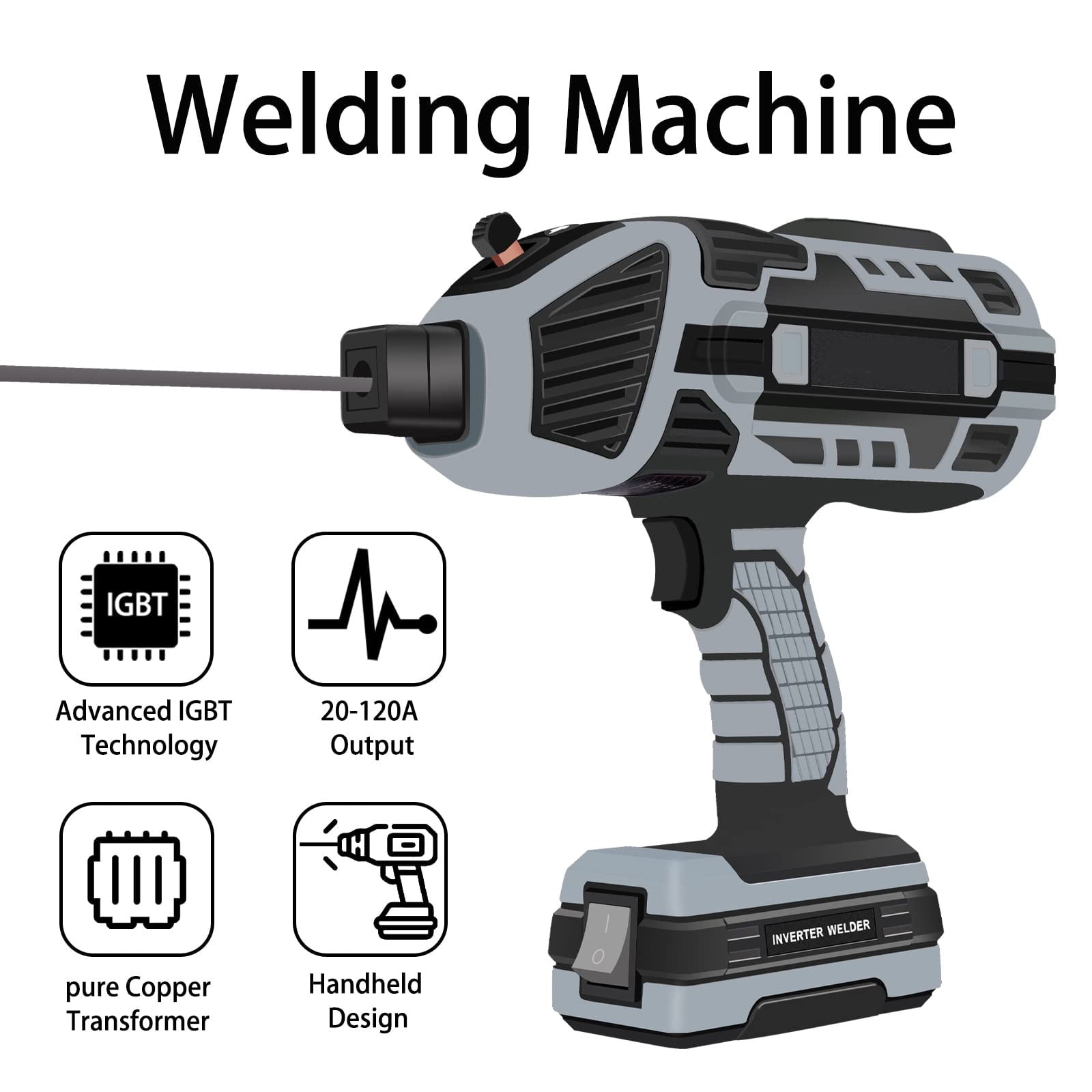 HAMLAT Handheld  Arc Welder Machine Gun,Upgrade Smart Igbt Inverter Technology, 6 Variable Current Adjustment,Electric Welder Machine Kit Fit For 3/32“- 1/8” All Size Rod