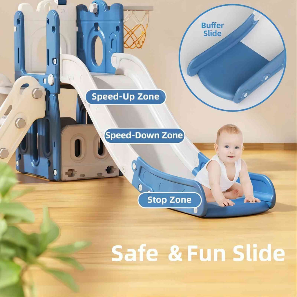 Vebreda Kids Slide for Toddlers Age 1-6 Indoor Outdoor Slide and Climbing Playset with Basketball Hoop
