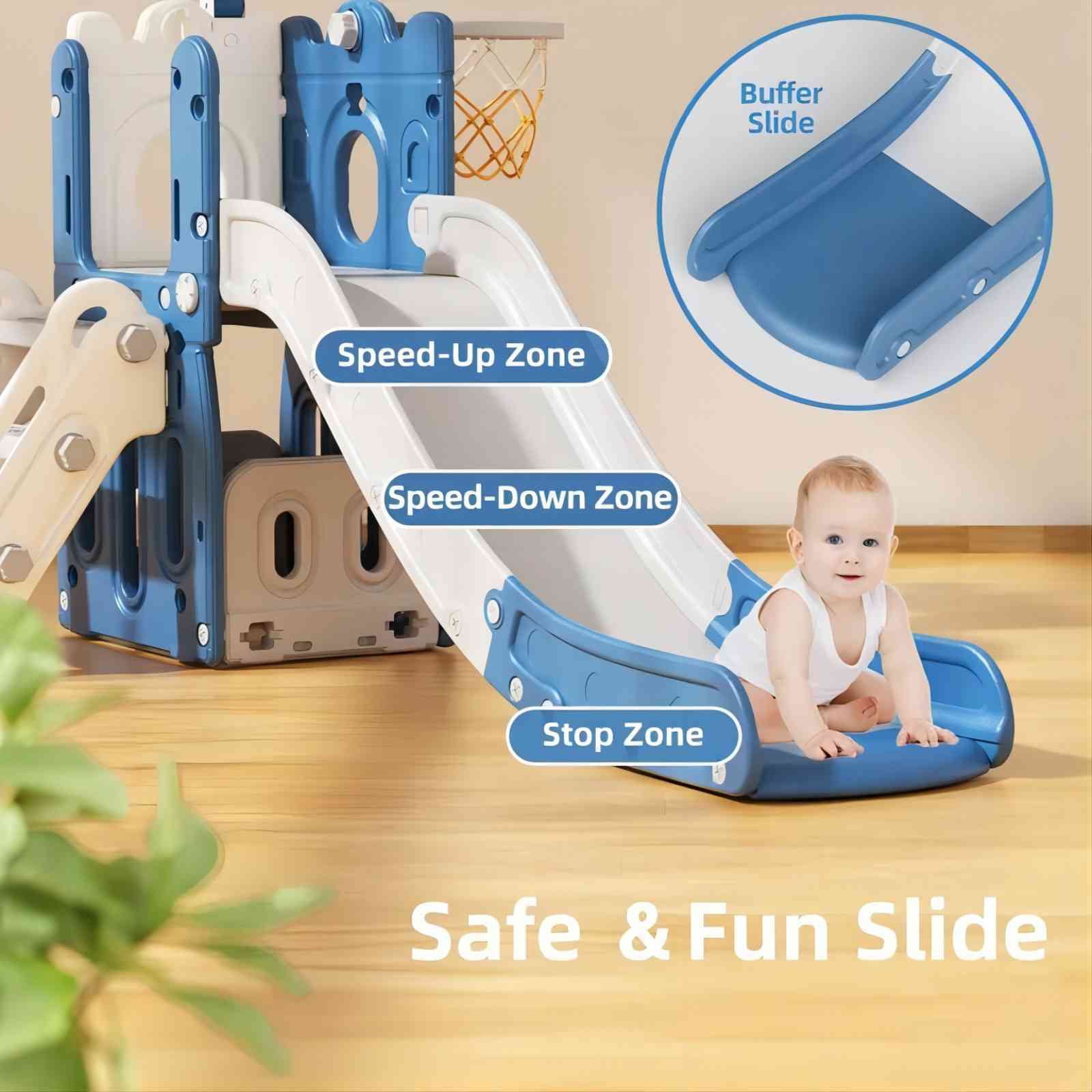 Vebreda Kids Slide for Toddlers Age 1-6 Indoor Outdoor Slide and Climbing Playset with Basketball Hoop