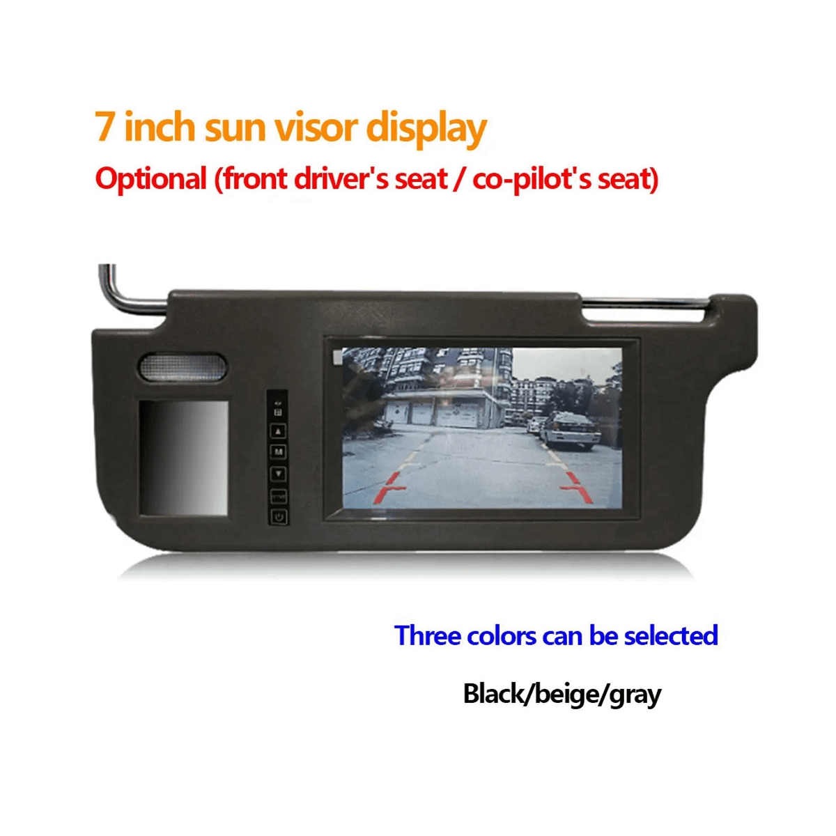 7Inch Black Car Right Sun Visor Rear View Mirror Screen LCD Monitor 2 Channel Video