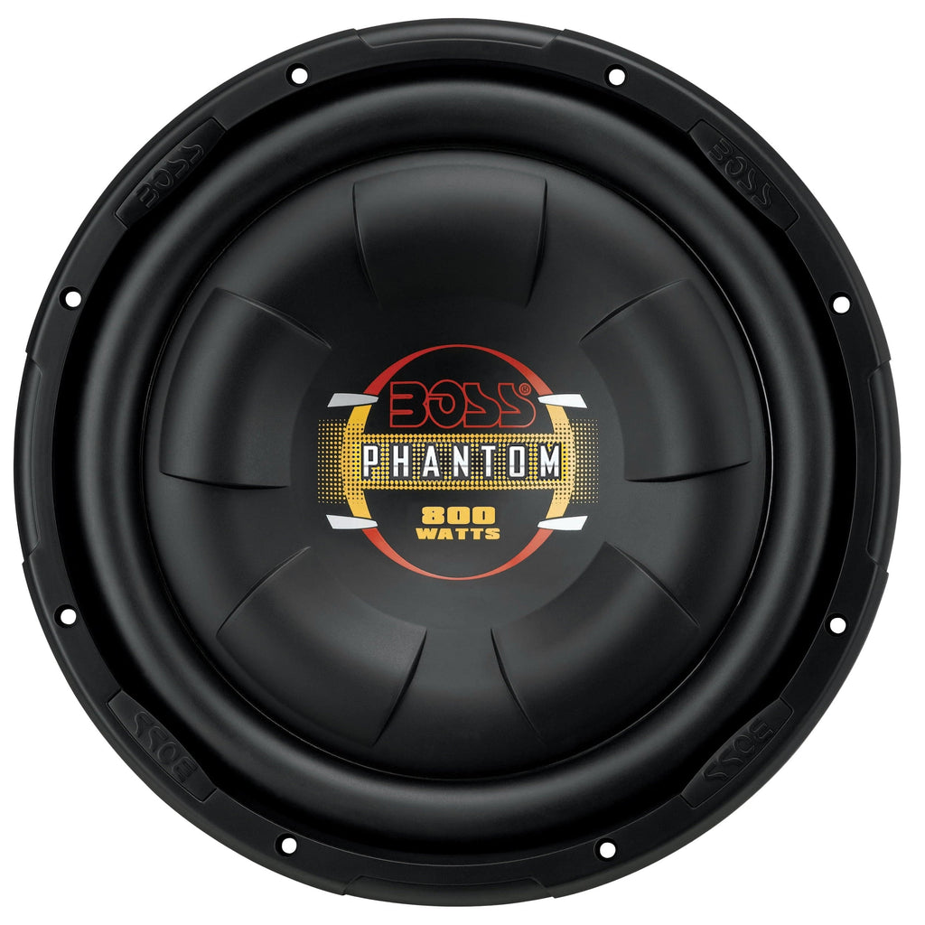 BOSS Audio Systems D10F Phantom Series 10 Inch Car Audio Subwoofer - 800 Watts Max, Single 4 Ohm Voice Coil, Sold Individually, For Truck, Boxes and Enclosures, Use With Amplifier