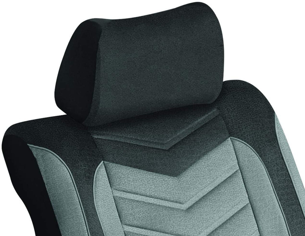 Grandeur Gray Car Seat Cover Set, Car Seat Protector, Interior Car Accessories, Front and Bench Seat Covers, Washable, Fabric, Spill Protectant, Stain Protectant, Easy Installation (Gray)