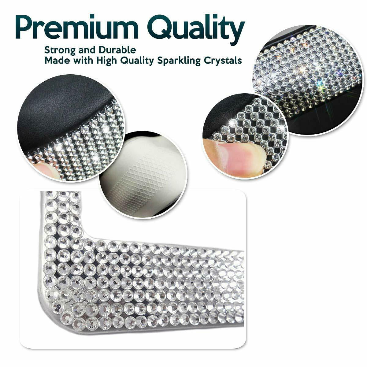 Bling Car Accessories Set, Bling Steering Wheel Cover for Women Universal Fit 15 Inch, Bling License Plate Frame for Women