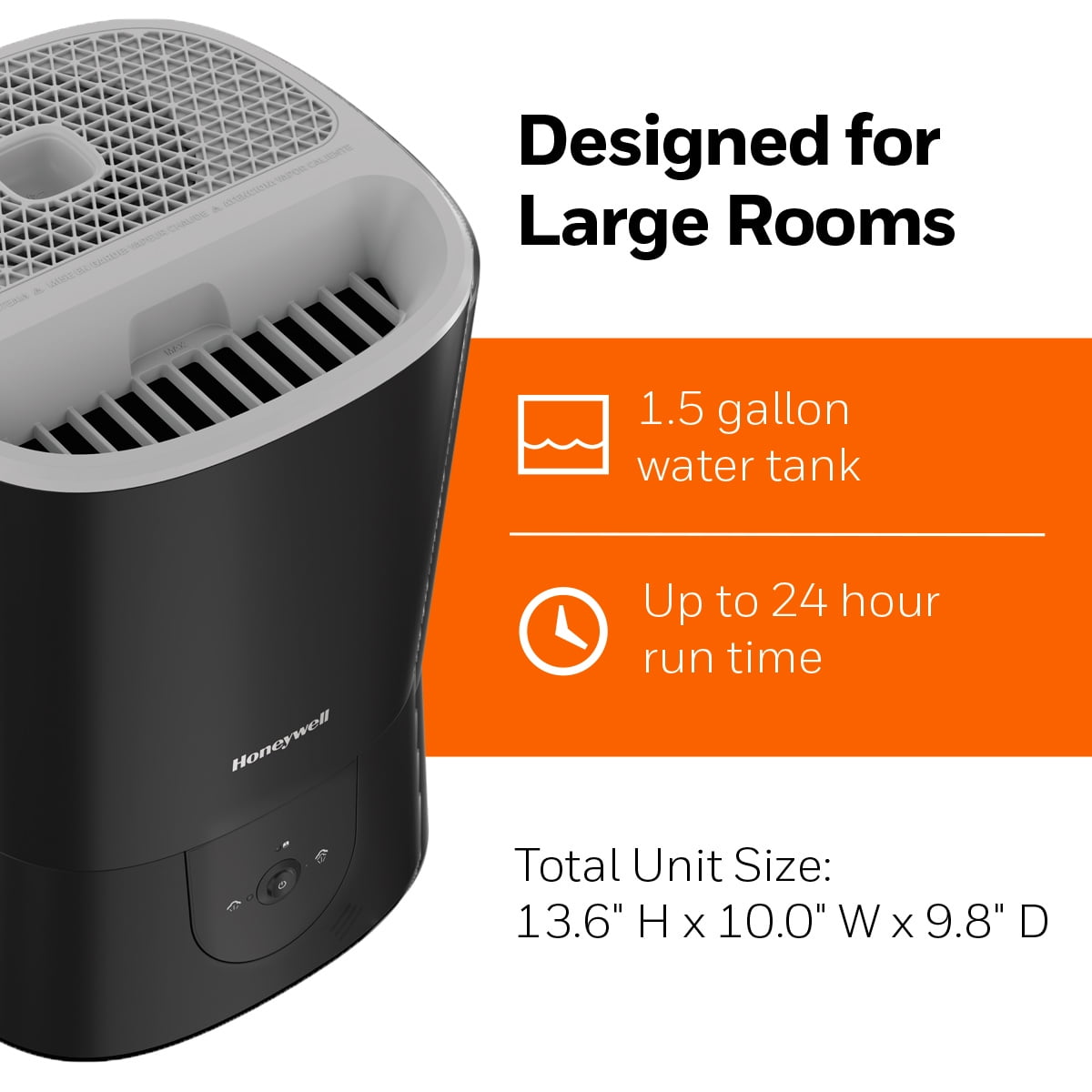 Honeywell 1.5 gal. 500 sq ft Filter Free Warm Mist Humidifier with Essential Oil Cup, Black, HWM440