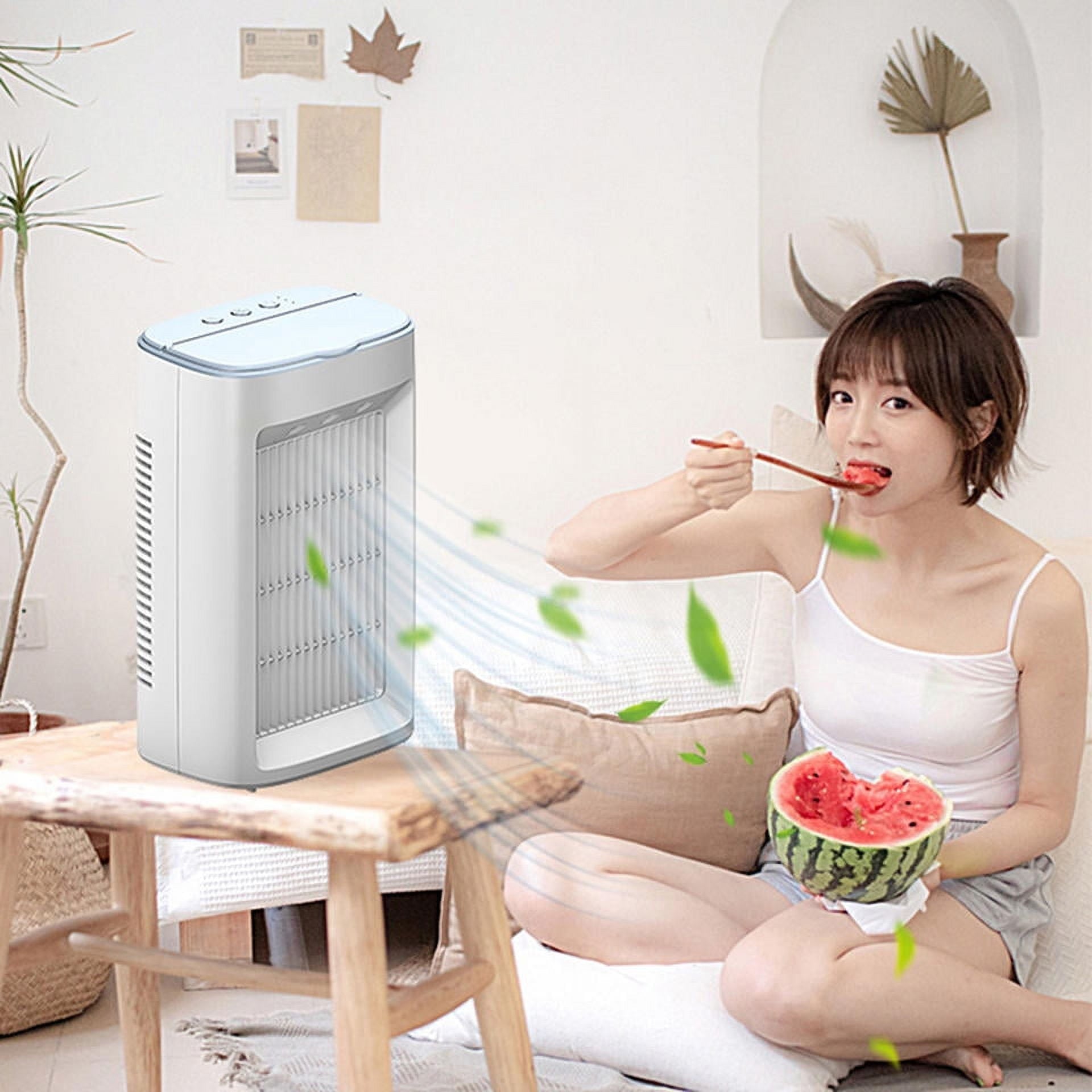 Mini Portable Air Conditioner, GAITON 3-IN-1 Personal Evaporative Air Cooler with Humidifier, 3 Speed, Quiet Desk Cooling Fan, White