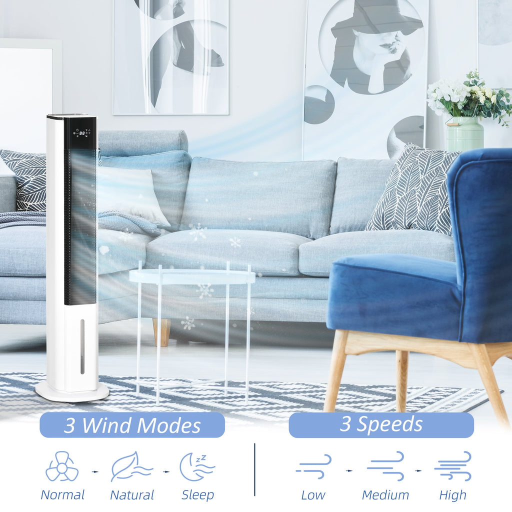 HOMCOM 42" Portable Evaporative Air Cooler, 3-In-1 Ice Cooling Fan Humidifier with Remote, Timer, Oscillating, LED Display, and 1.6 Gal Water Tank, White