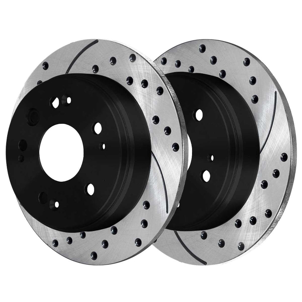 AutoShack Front and Rear Drilled Slotted Brake Rotors Black and Ceramic Pads Kit Replacement for 2007 2008 2009 2010 2011 Honda CR-V 2010-2012 Acura RDX 2.3L 2.4L 4WD FWD SCD1086PR41374