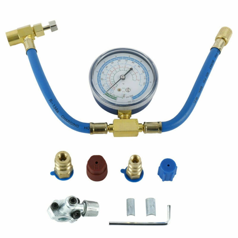 Leke R134A Charging Hose to Refrigerator with Gauge, AC Recharge Hose Kit